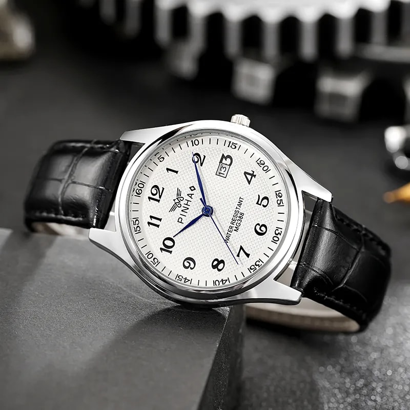 Genuine Leather Strap Fashion Calendar Mens Watch