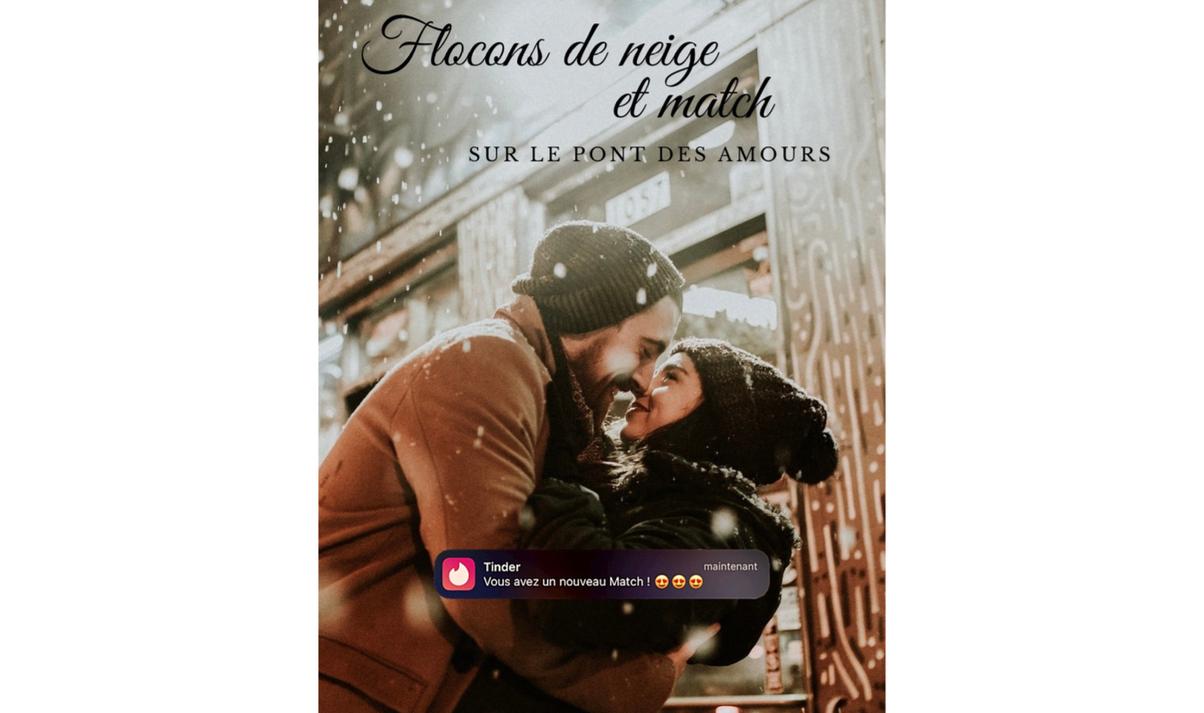 Flocons de neige et match sur le pont des amours