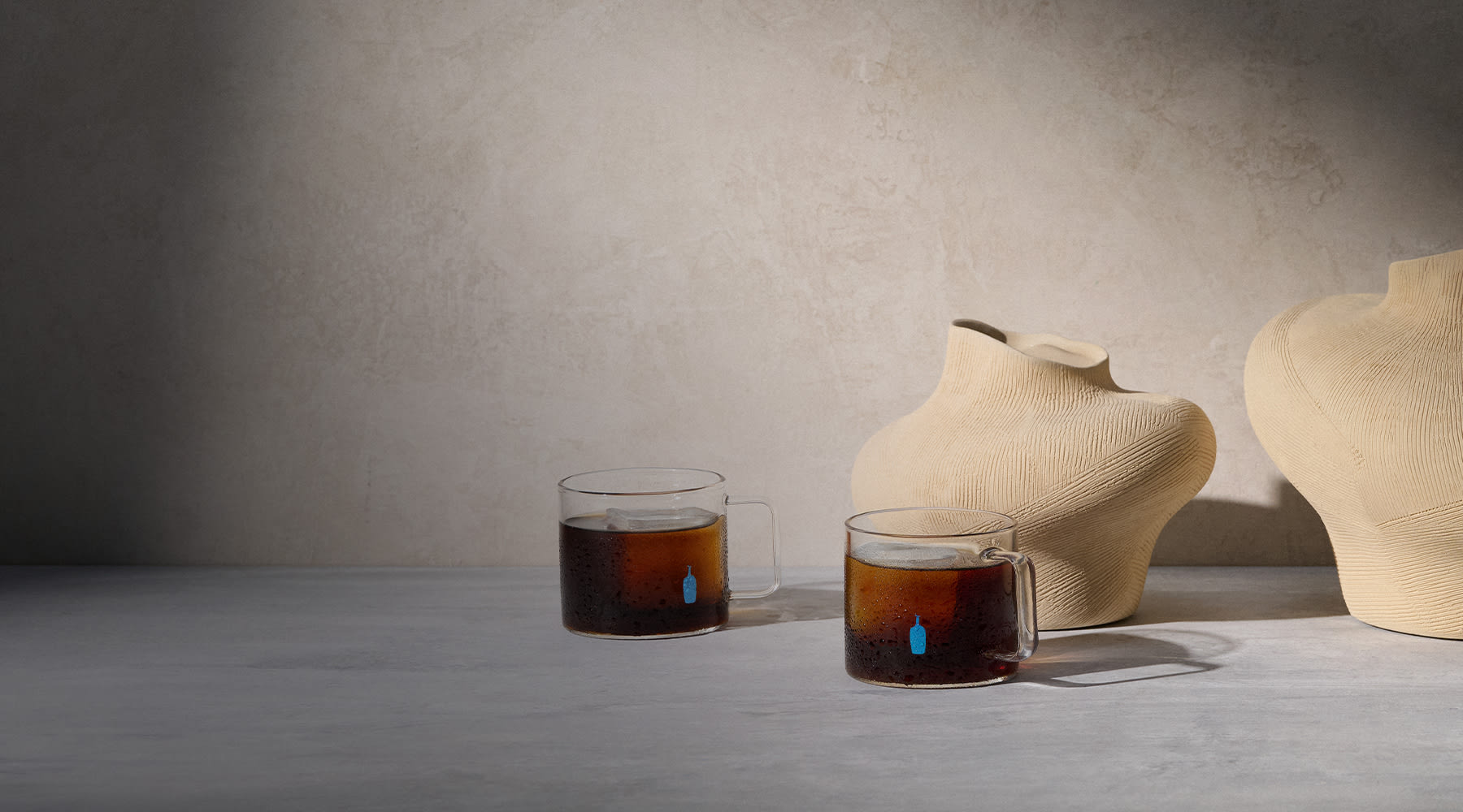 Modern craft glass with iced coffee