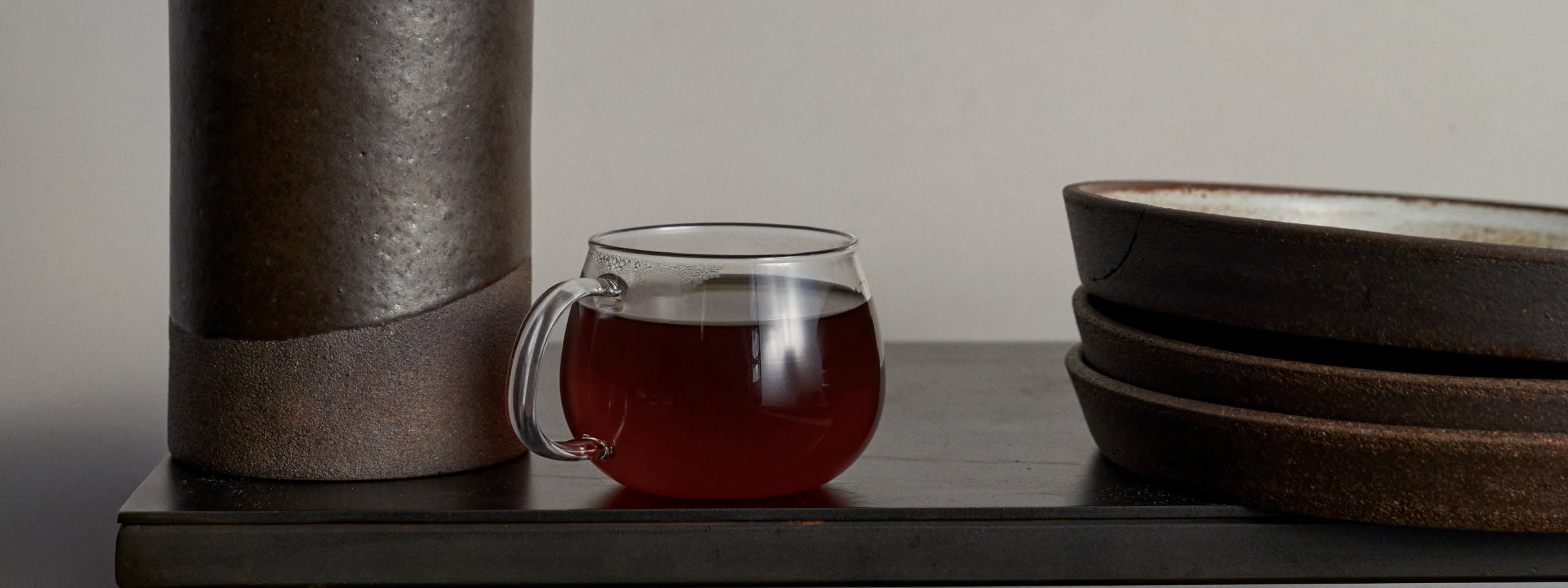 blue bottle coffee in glass mug on coffee table