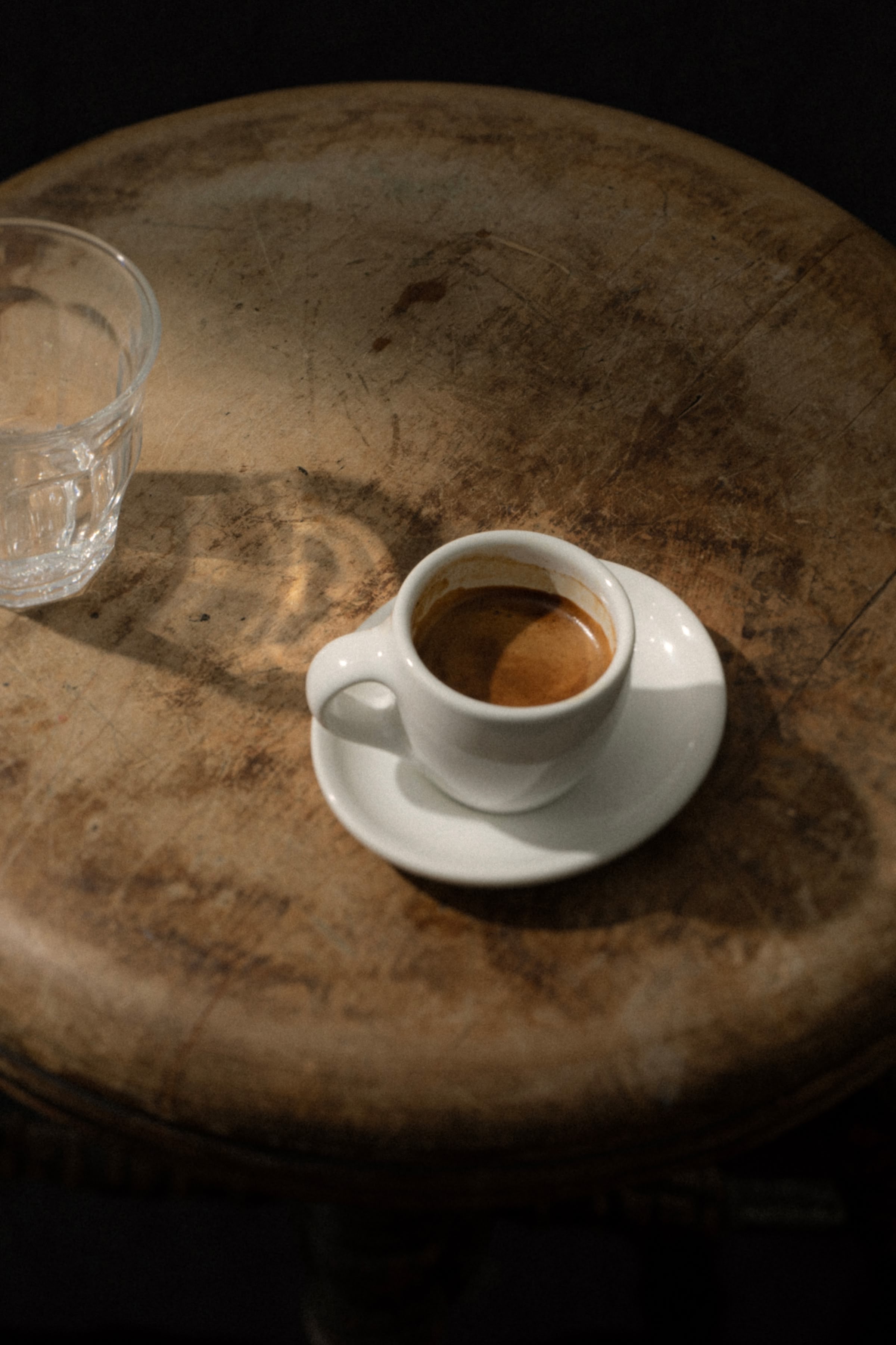 shot of espresso in white cup