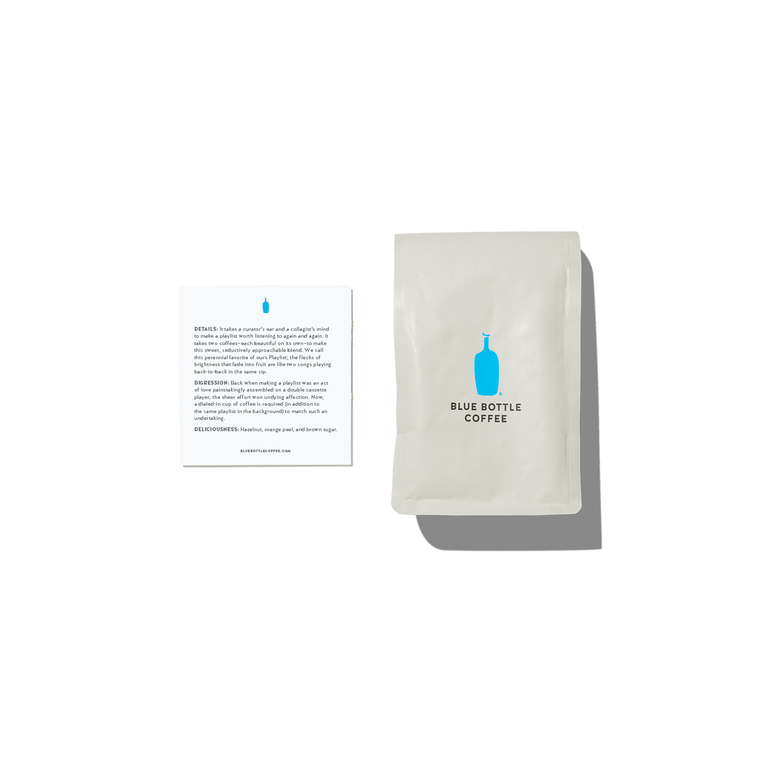 Bag of coffee and info card.