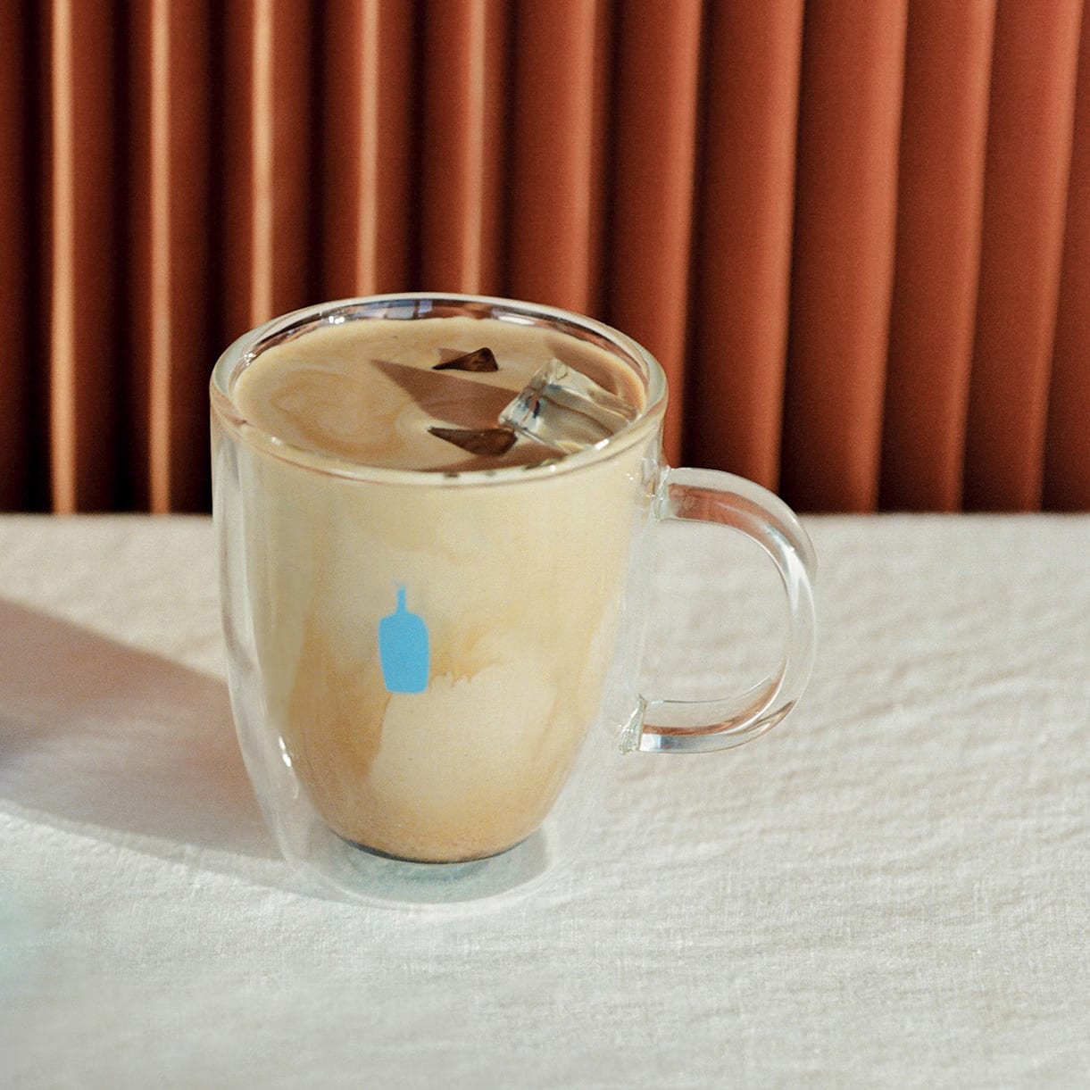blue bottle bodum glass mug