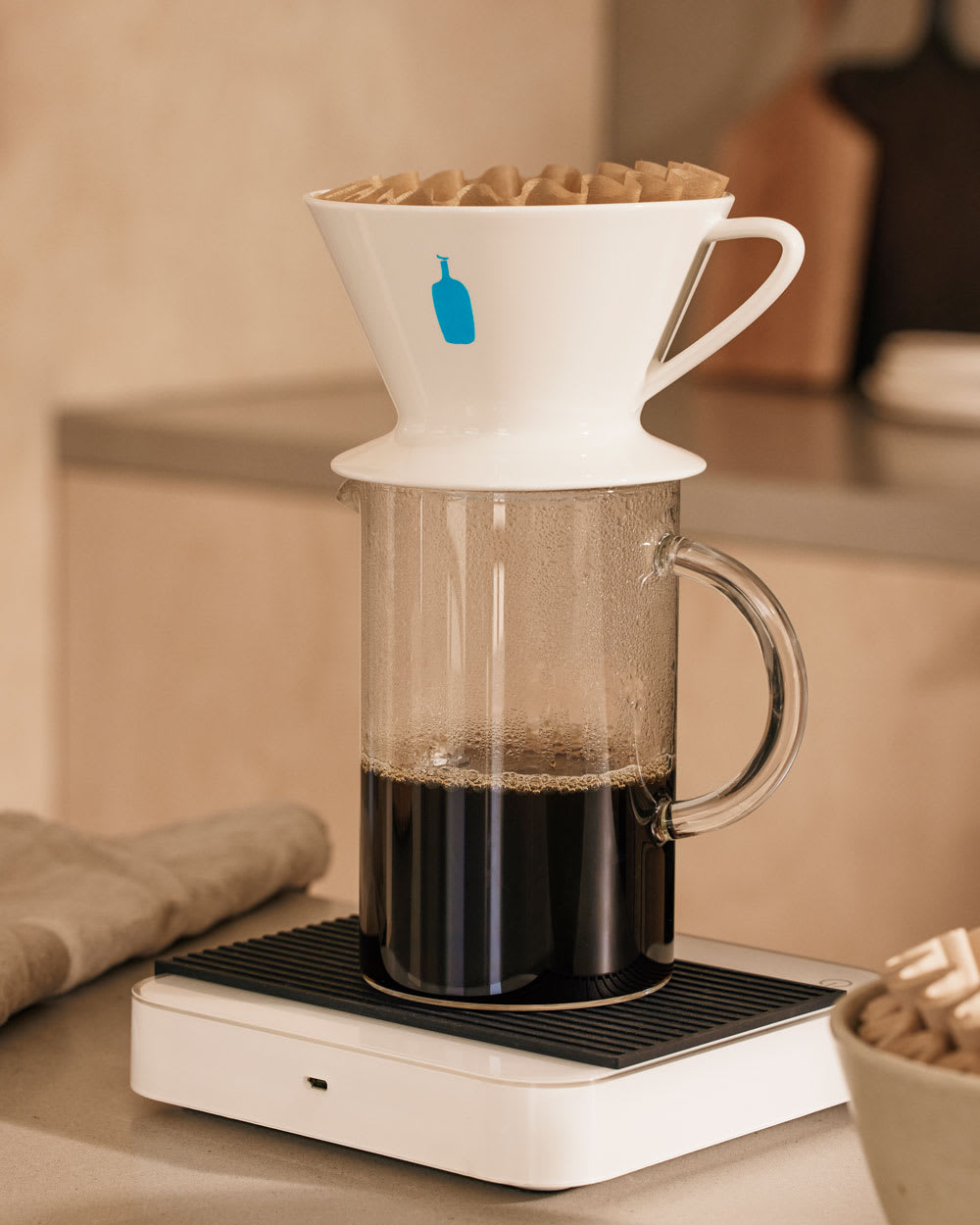 coffee carafe with pour over brewed coffee