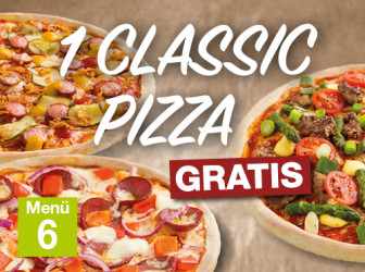 Menü 6 - Classic Pizza gratis Menü 6 - Classic Pizza gratis