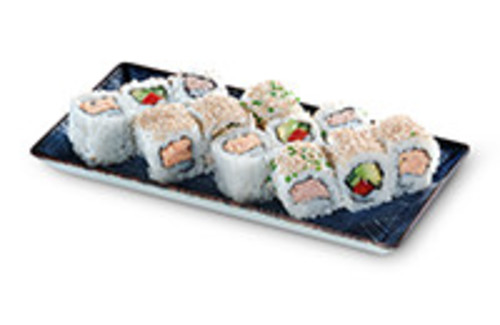 Vier verschiedene Inside Out Rolls Sushi Box Vier verschiedene Inside Out Rolls Sushi Box