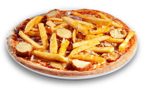 Pizza Currywurst & Pommes Pizza Currywurst & Pommes