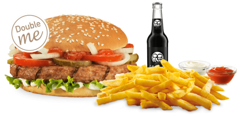 Unser Hamburger-Menü als Double me Unser Hamburger-Menü als Double me