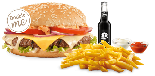 Unser Absolute Cheese Burger-Menü als Double me Unser Absolute Cheese Burger-Menü als Double me