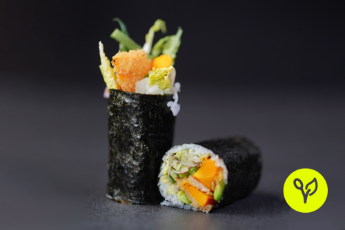 Sushi Burrito mit paniertem Kürbis (vegan) Sushi Burrito mit paniertem Kürbis (vegan)