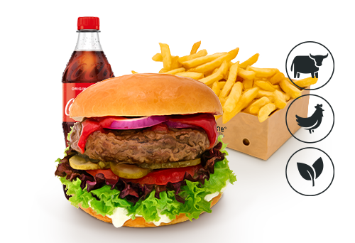 Classic Burger mit Classic Pommes Classic Burger mit Classic Pommes
