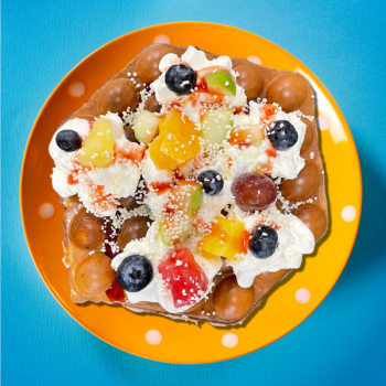 Flat Bubble Waffle Fruit Salad Flat Bubble Waffle Fruit Salad