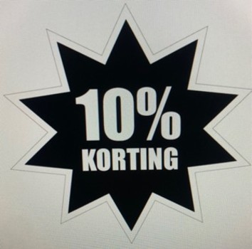 10% kortingsactie bij afhalen van minimaal € 40,00. De 10% zal in het winkelmandje automatisch worden verrekend bij uw bestelling. 10% kortingsactie bij afhalen van minimaal € 40,00. De 10% zal in het winkelmandje automatisch worden verrekend bij uw bestelling.