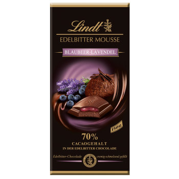 Lindt Edelbitter Mousse Blaubeer-Lavendel Schokolade Tafel 150g Lindt Edelbitter Mousse Blaubeer-Lavendel Schokolade Tafel 150g