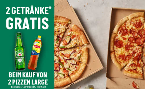 2 kleine Getränke gratis (2 x Pizza L) 2 kleine Getränke gratis (2 x Pizza L)