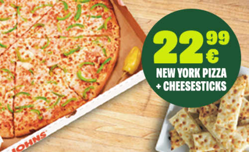 1 x NYS Pizza + Cheesesticks = 22,99 € 1 x NYS Pizza + Cheesesticks = 22,99 €