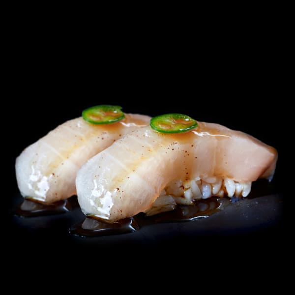 HAMACHI NUSSBUTTER SUDACHI NIGIRI - 2pc. - HAMACHI NUSSBUTTER SUDACHI NIGIRI - 2pc. -