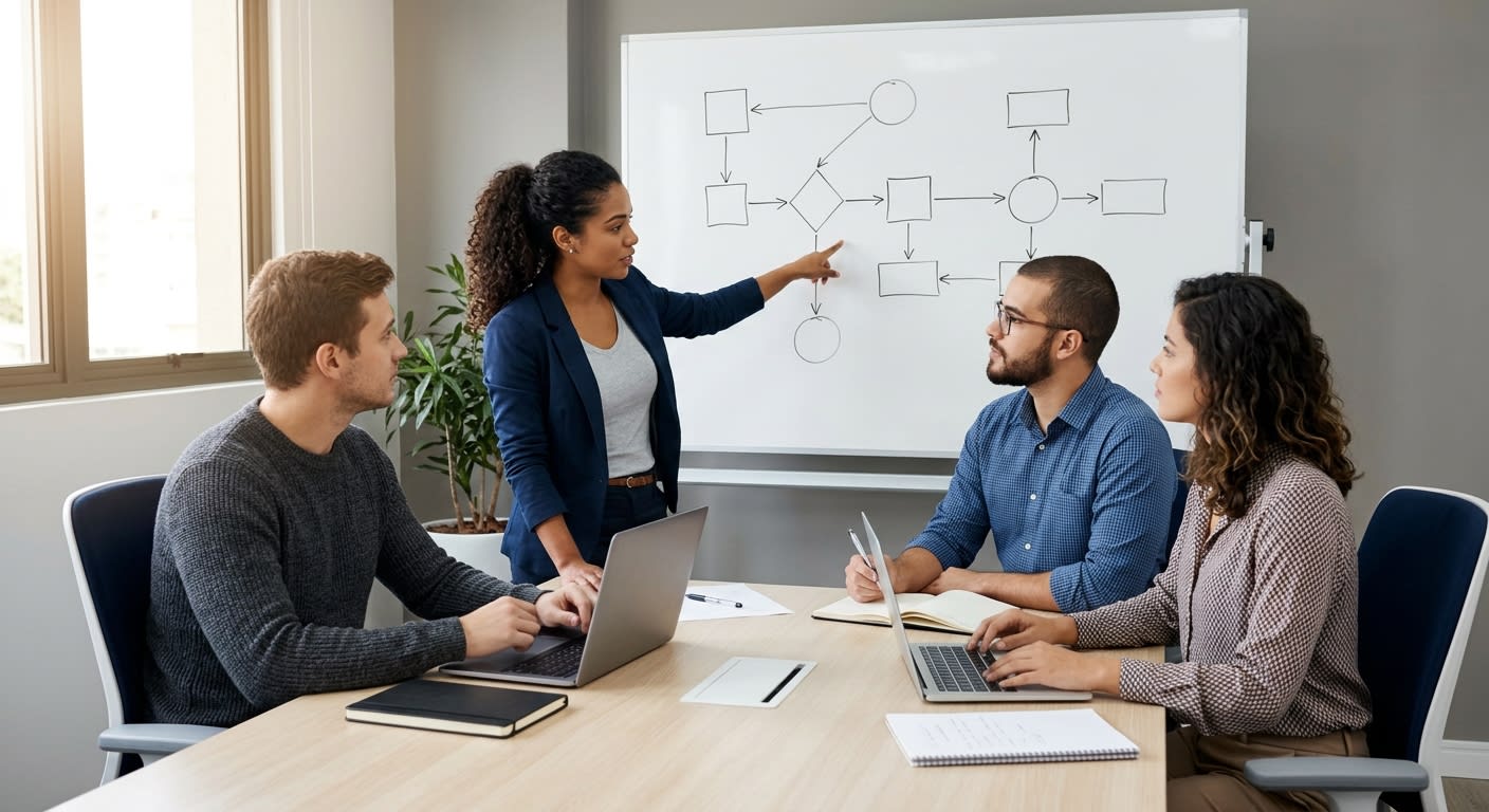 Equipe identificando sinais de desorganização nos processos da empresa