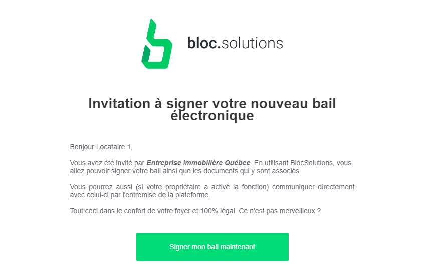 Invitation courriel sur bloc solutions