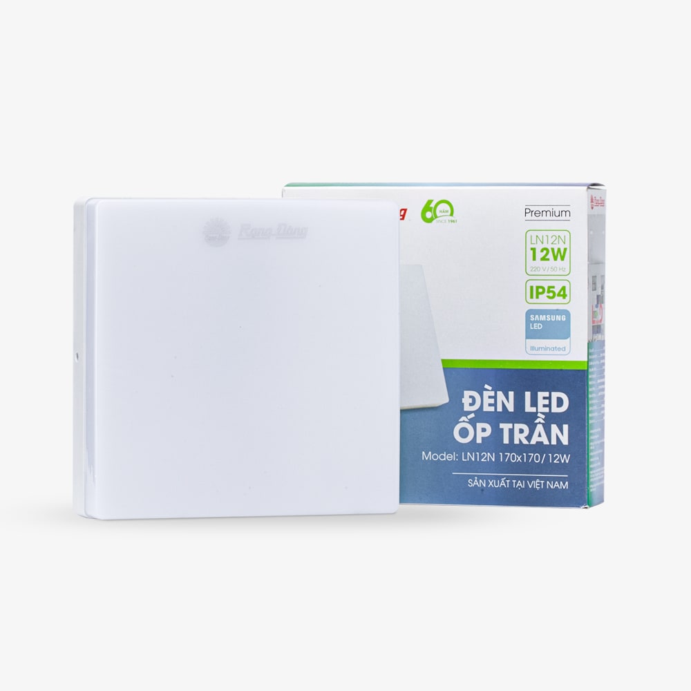 Đèn LED ốp trần vuông LN12N đế nhựa 170x170/12W thumb 1