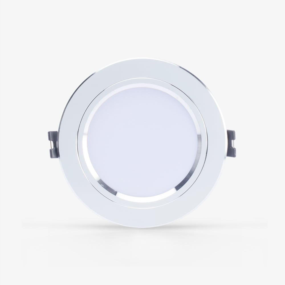 Đèn LED âm trần Downlight đổi màu AT10 viền bạc 90/8W