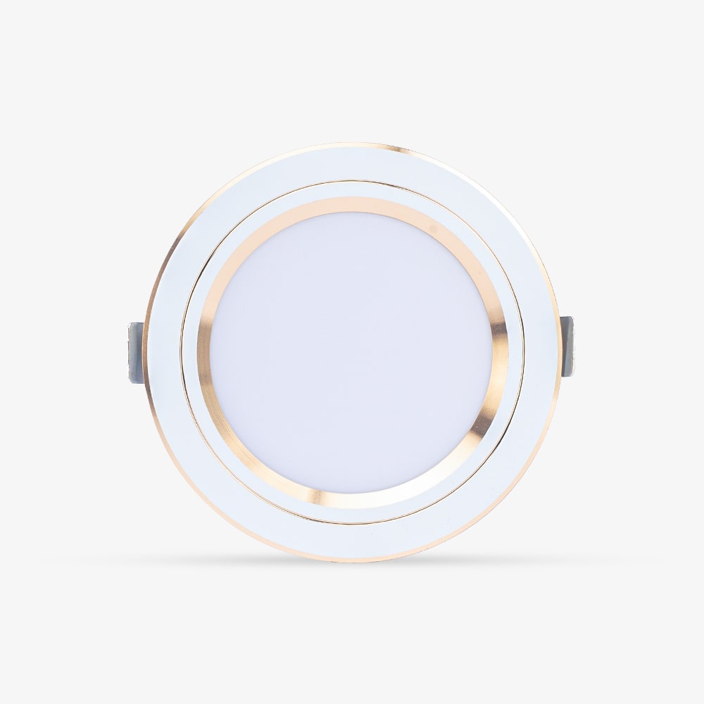 Đèn LED âm trần Downlight đổi màu AT20 viền vàng 110/12W