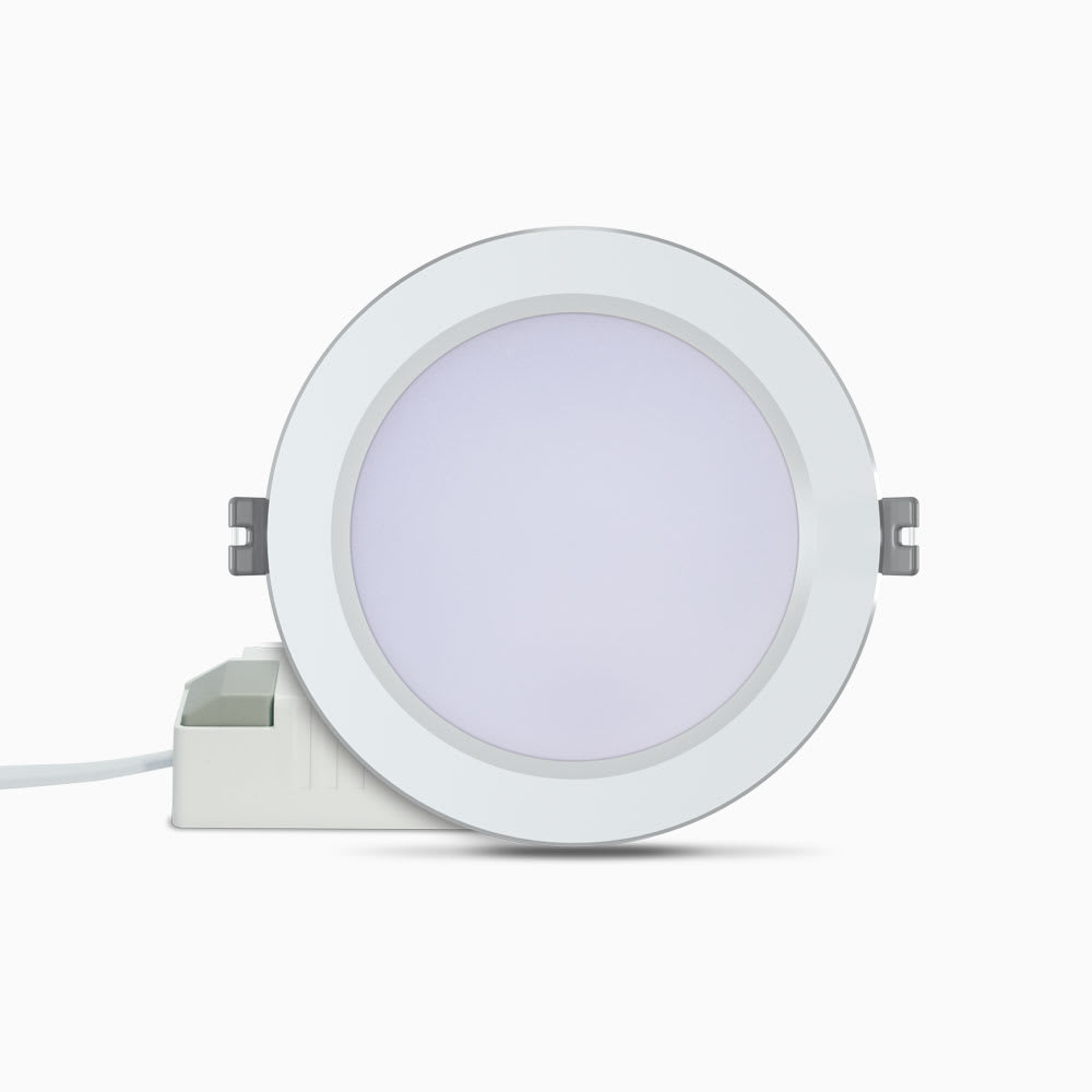 Đèn LED âm trần Downlight đổi màu AT56 viền bạc 110/12W