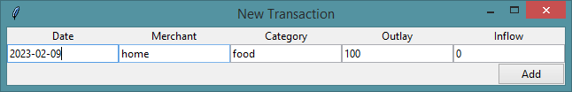 New transaction form.