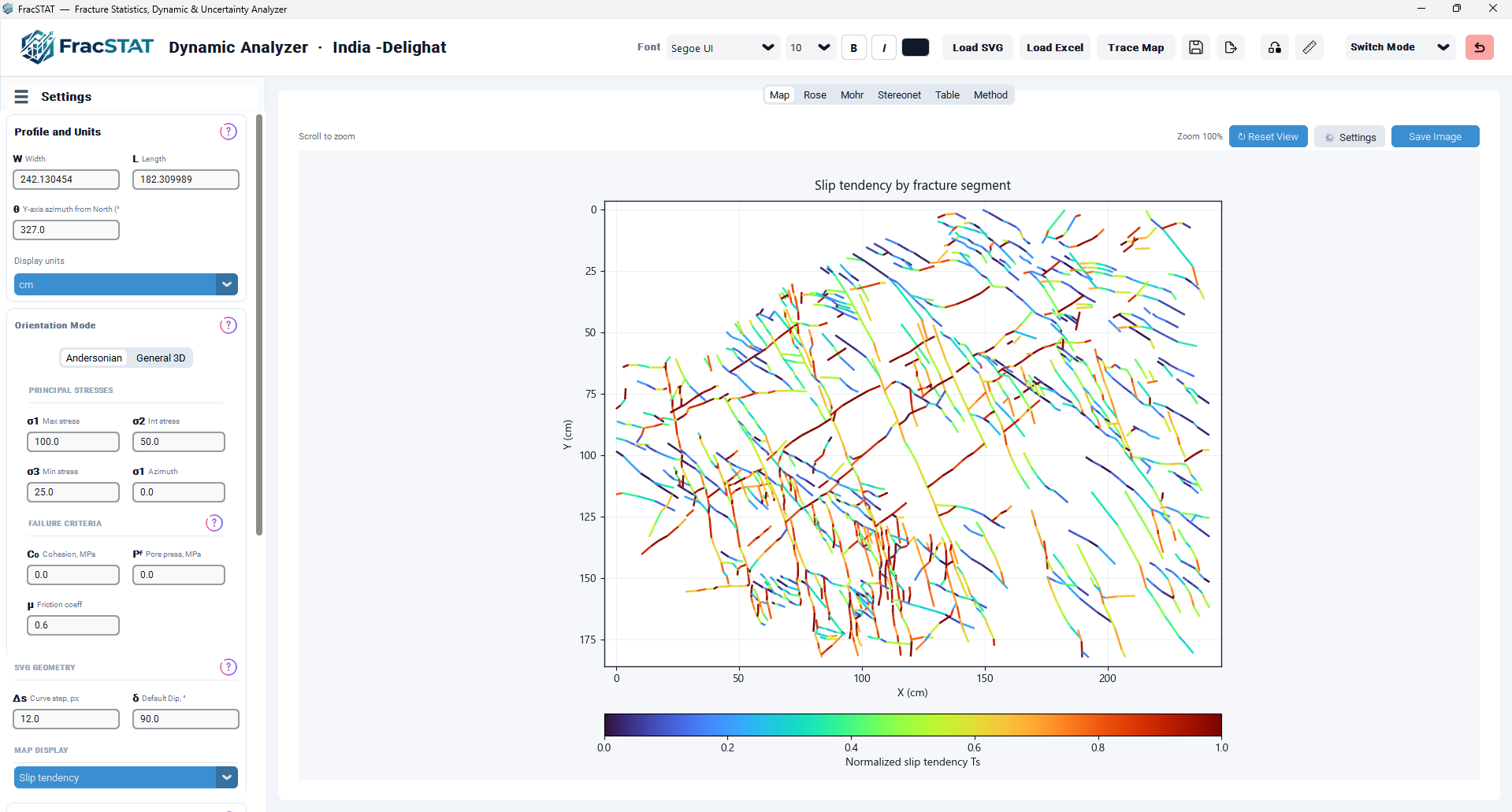 Overview of the Dynamic Analyzer workspace with the Map Tab active, showing the toolbar, plot canvas, and collapsed settings panel