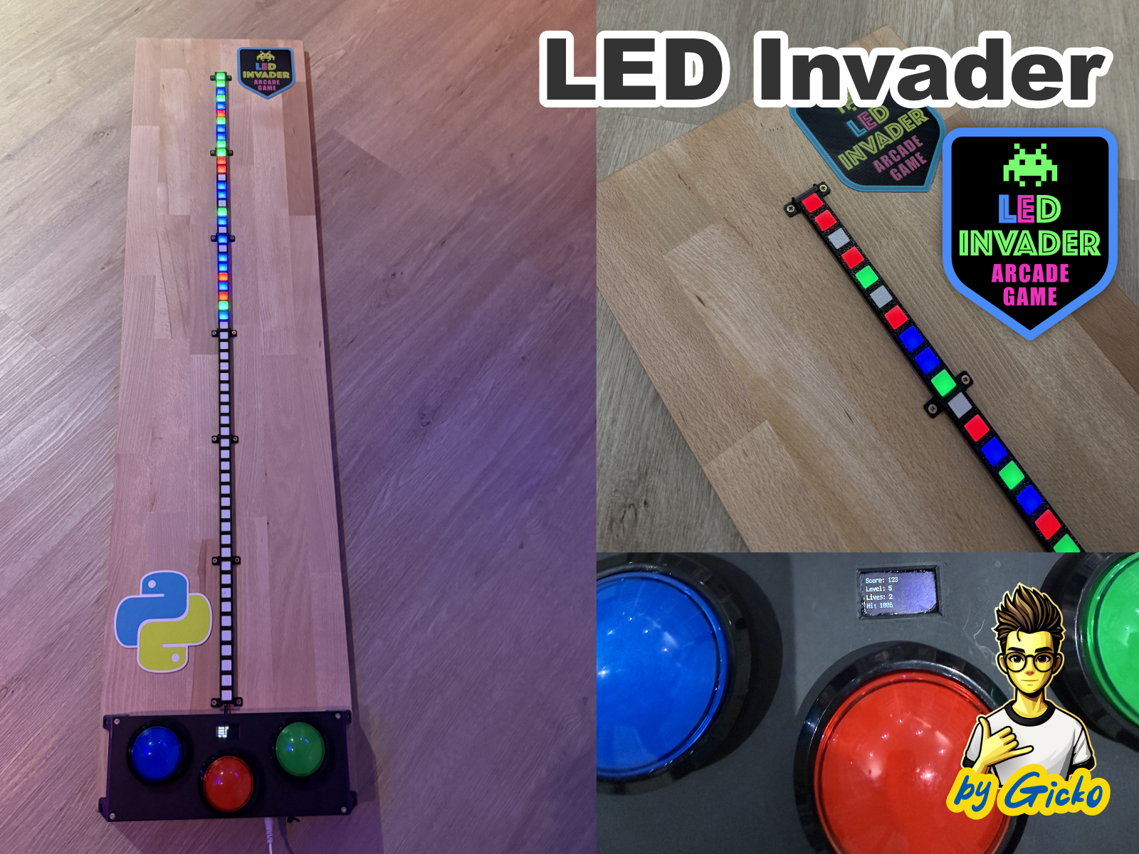 LED Invader –  1D Arcade Game auf RP2040 Zero