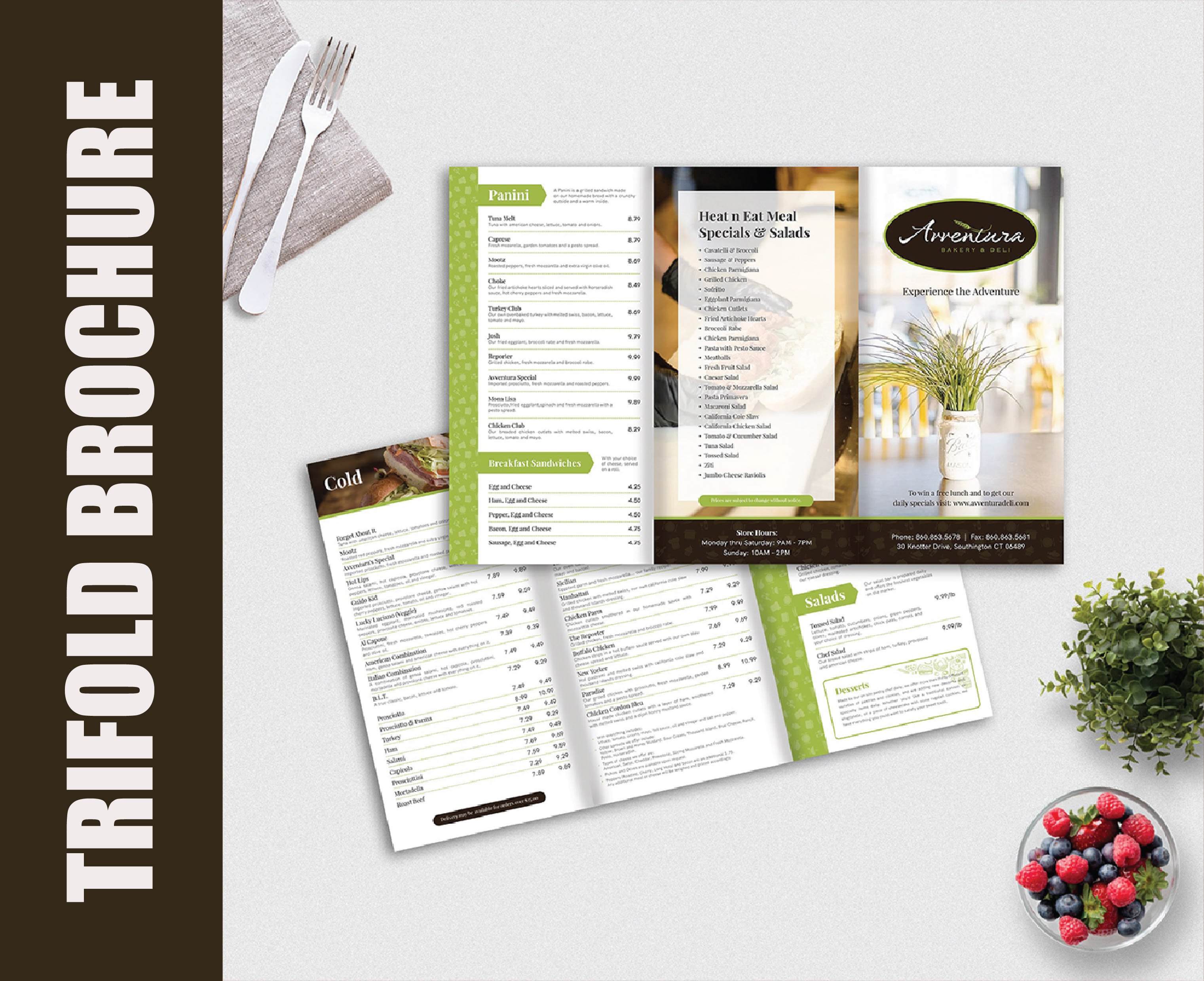 Aventura Mediterranean Menu Flyers & Brochures project