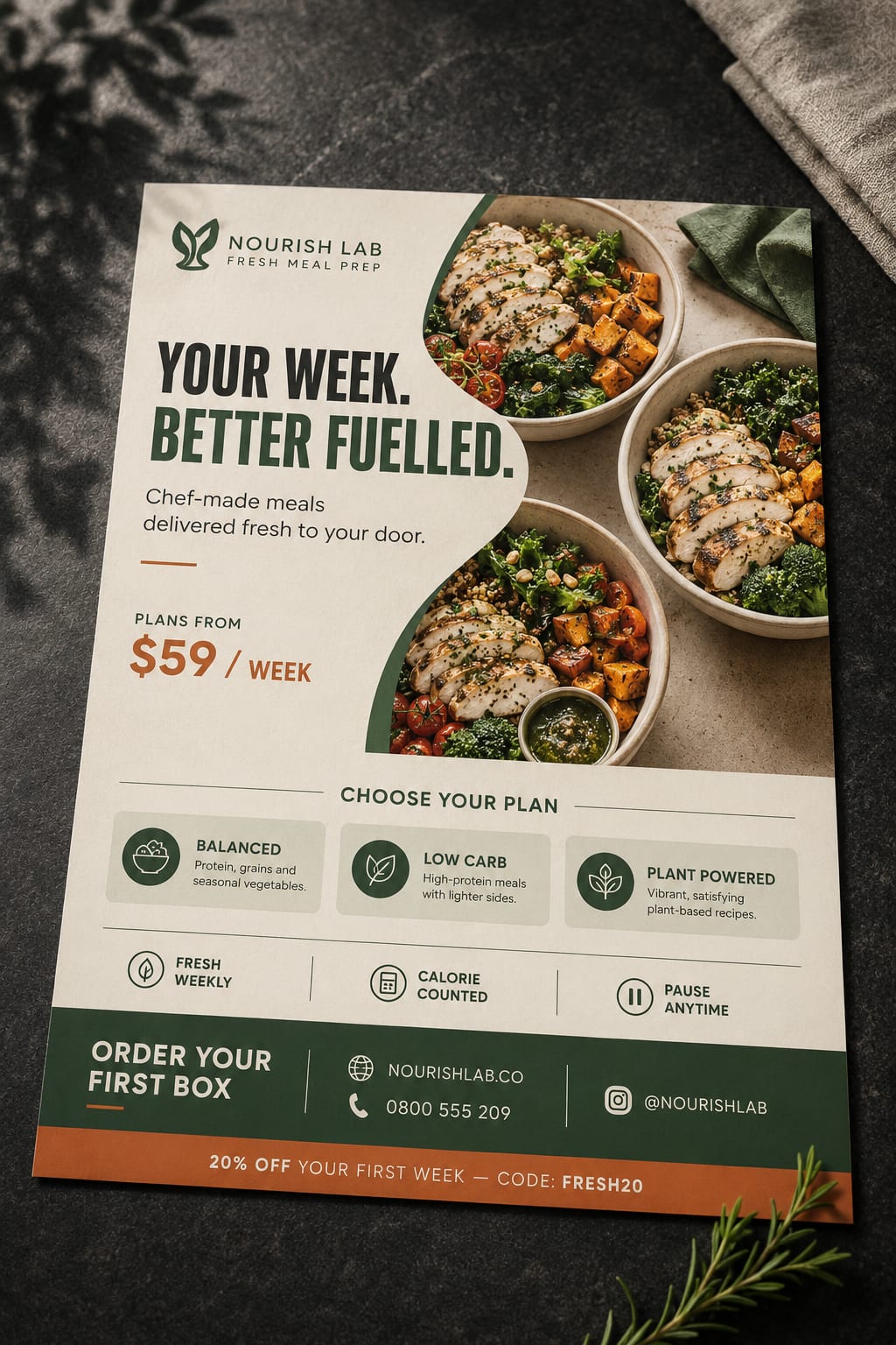 Nourish Lab Meal Prep Flyers & Brochures project