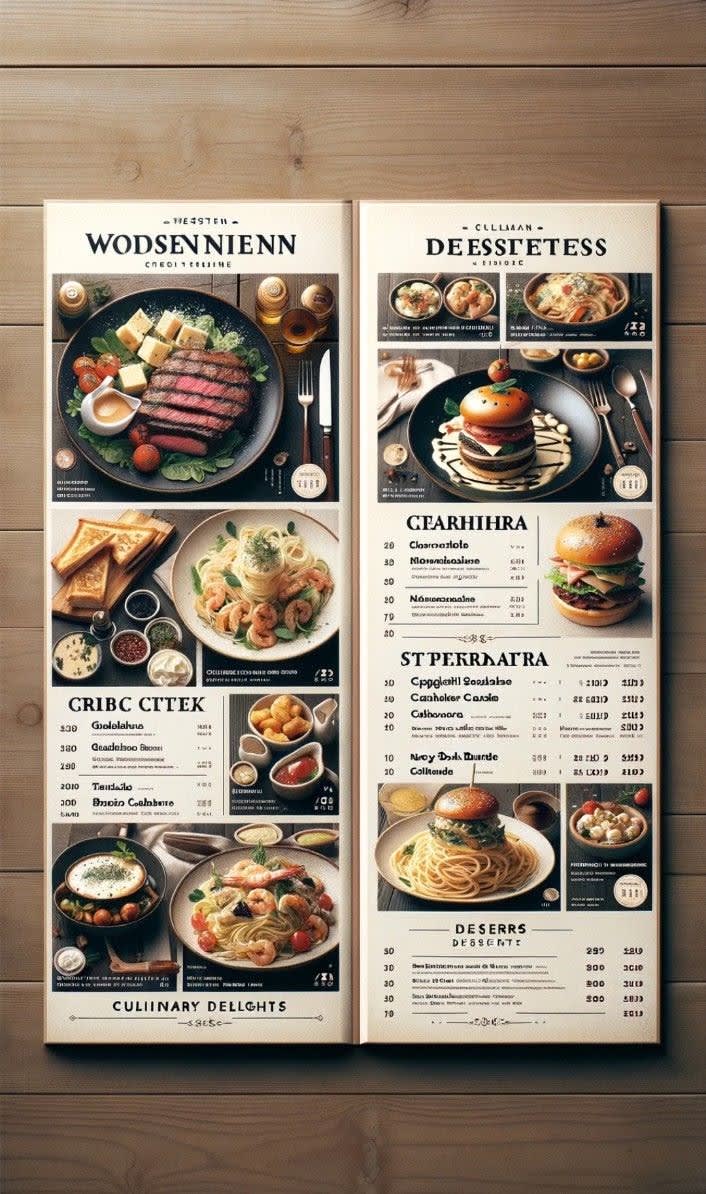 Culinary Delights Menu Menu project