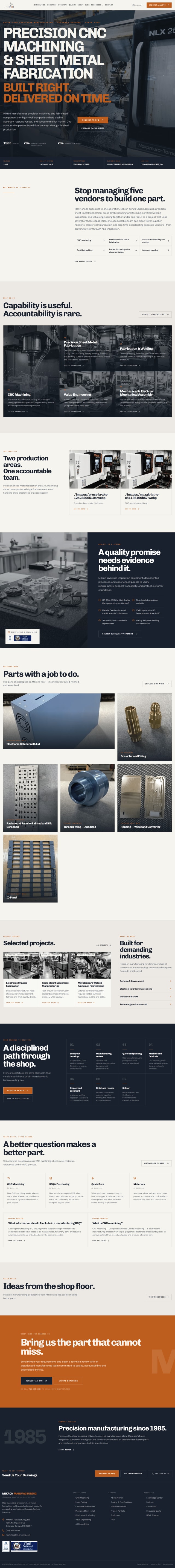 Mikron Manufacturing website preview