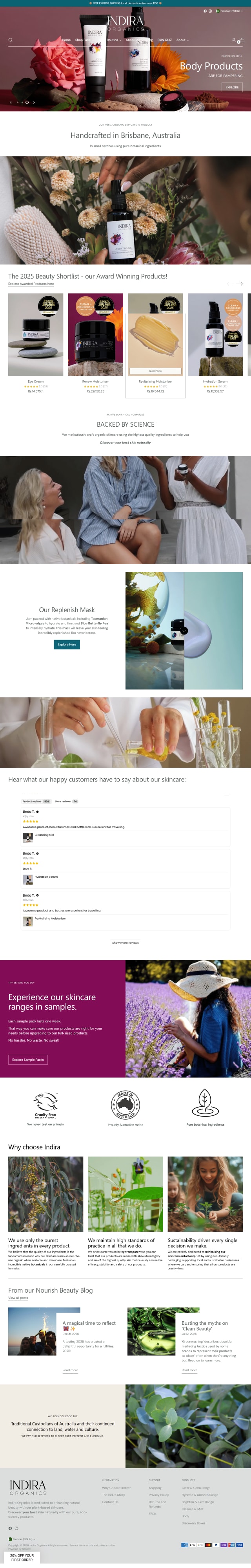 Indira Organics website preview