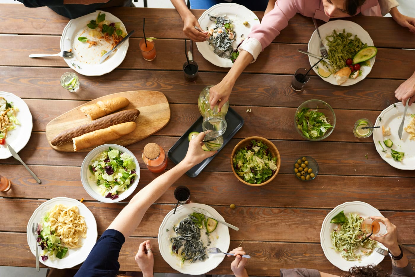 A range of different dishes on a table, showing a wide variety of foods adapted to dietary needs and allergies for a festive occasion.