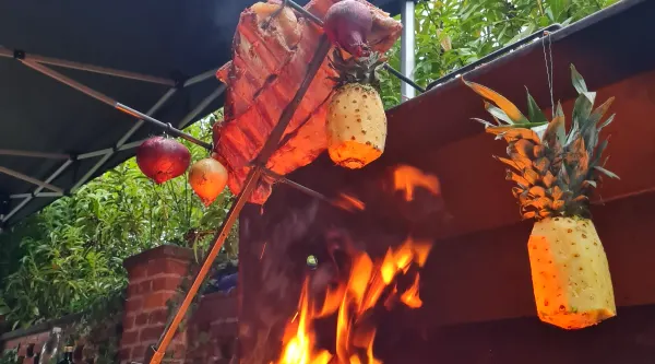 Large Argentine menu over open fire