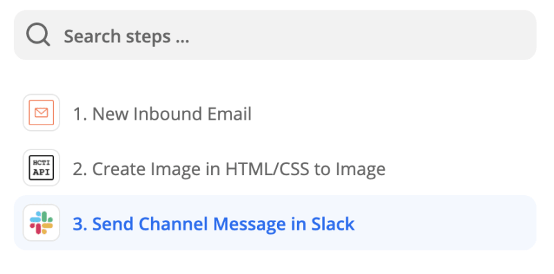 Steps in zapier for posting an email to slack