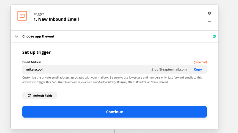 Setup the email trigger