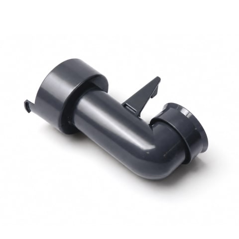 Caroma H2Zero waste connector assembly with moulded grey plastic elbow fitting, isolated on a white background.