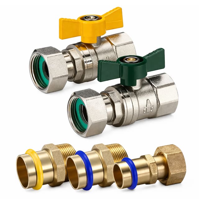 Swivel Nut Press Valve Kit 20mm Gas 15mm Cold