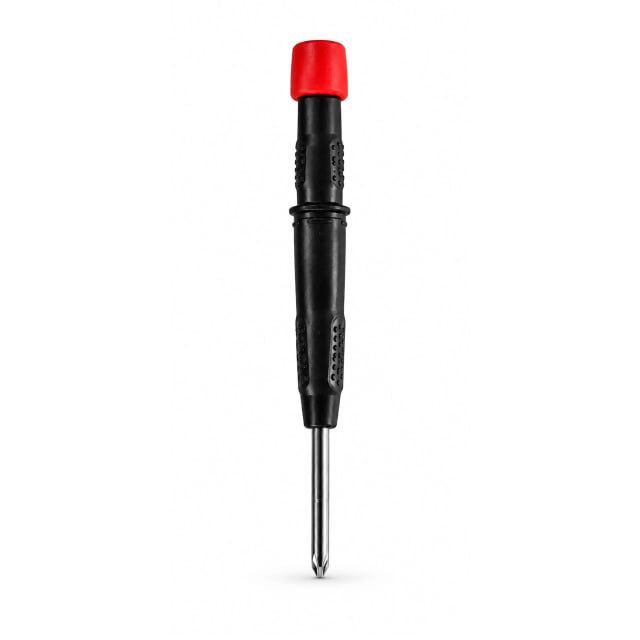 Maible Phillips screwdriver with a red end cap, black textured handle and polished metal shaft on a white background