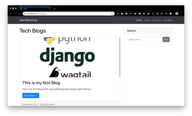 wagtail blog listing using draftail editor