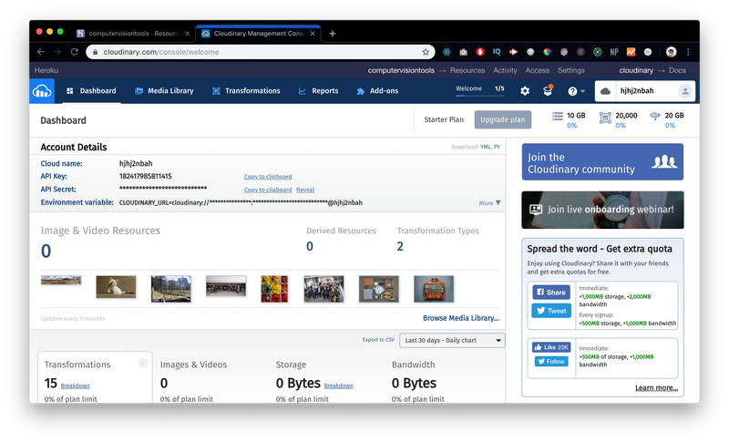 Heroku Cloudinary Dashboard