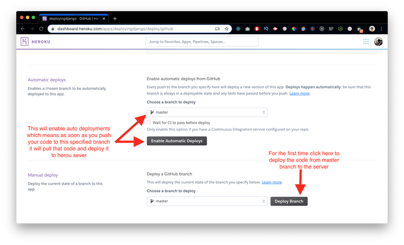heroku django auto deployments