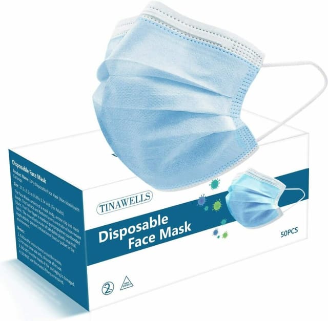 3-Ply Disposable Face Masks with Earloops (Box of 50)