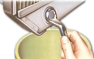 Draining coolant from radiator drain plug into container — AutoClinic