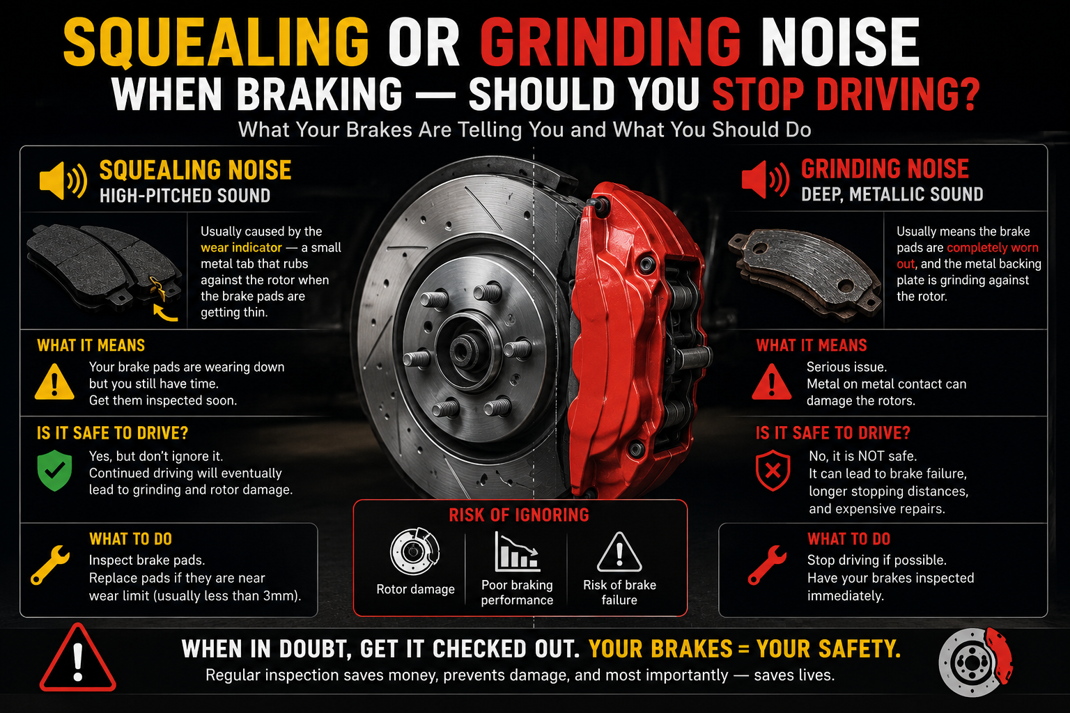 	Squealing or Grinding Noise When Braking — Should You Stop Driving? — AutoClinic