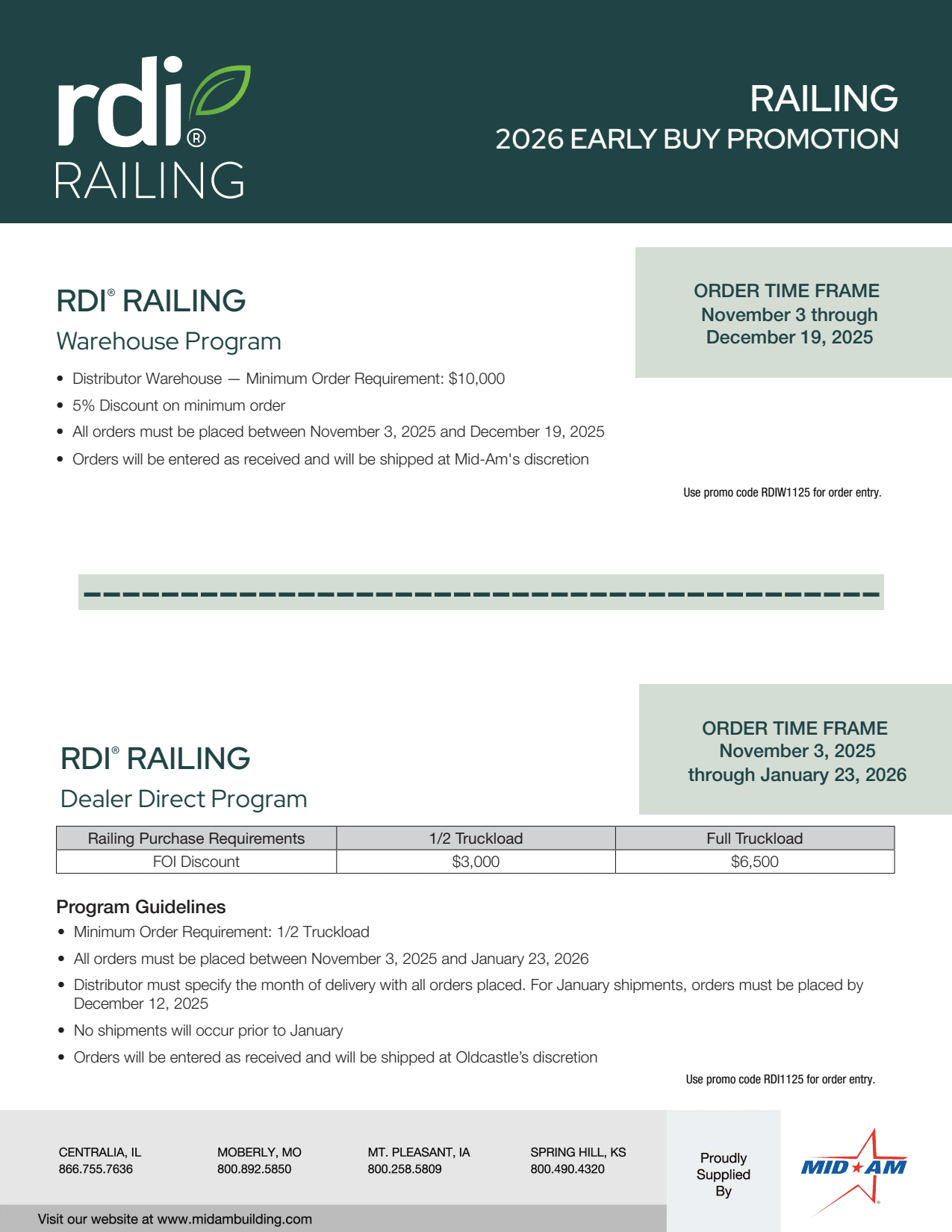 2026 RDI Dealer & Warehouse Early Buy Programs