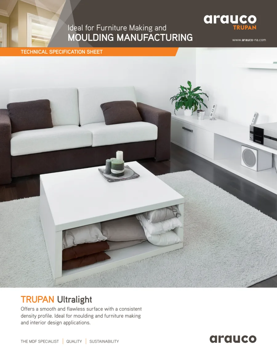 Arauco Trupan Ultralite MDF Spec Sheet Hardwoods US